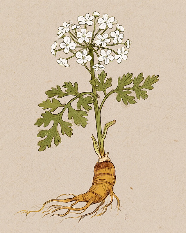 白芷手绘中草药