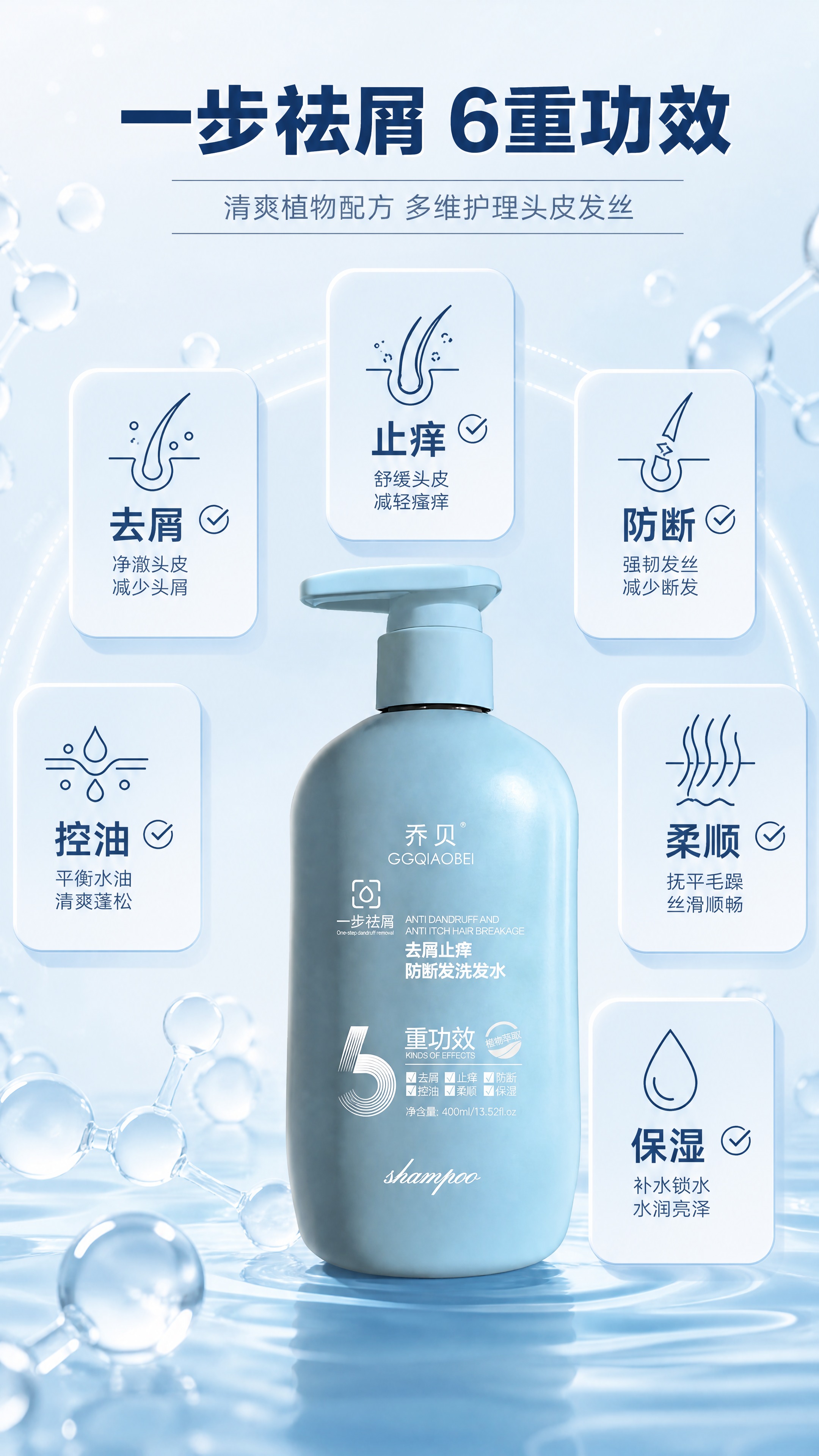 [商品] 使用【图1】乔贝GGQIAOBEI去屑止痒防断发洗发… - 图片创意预览