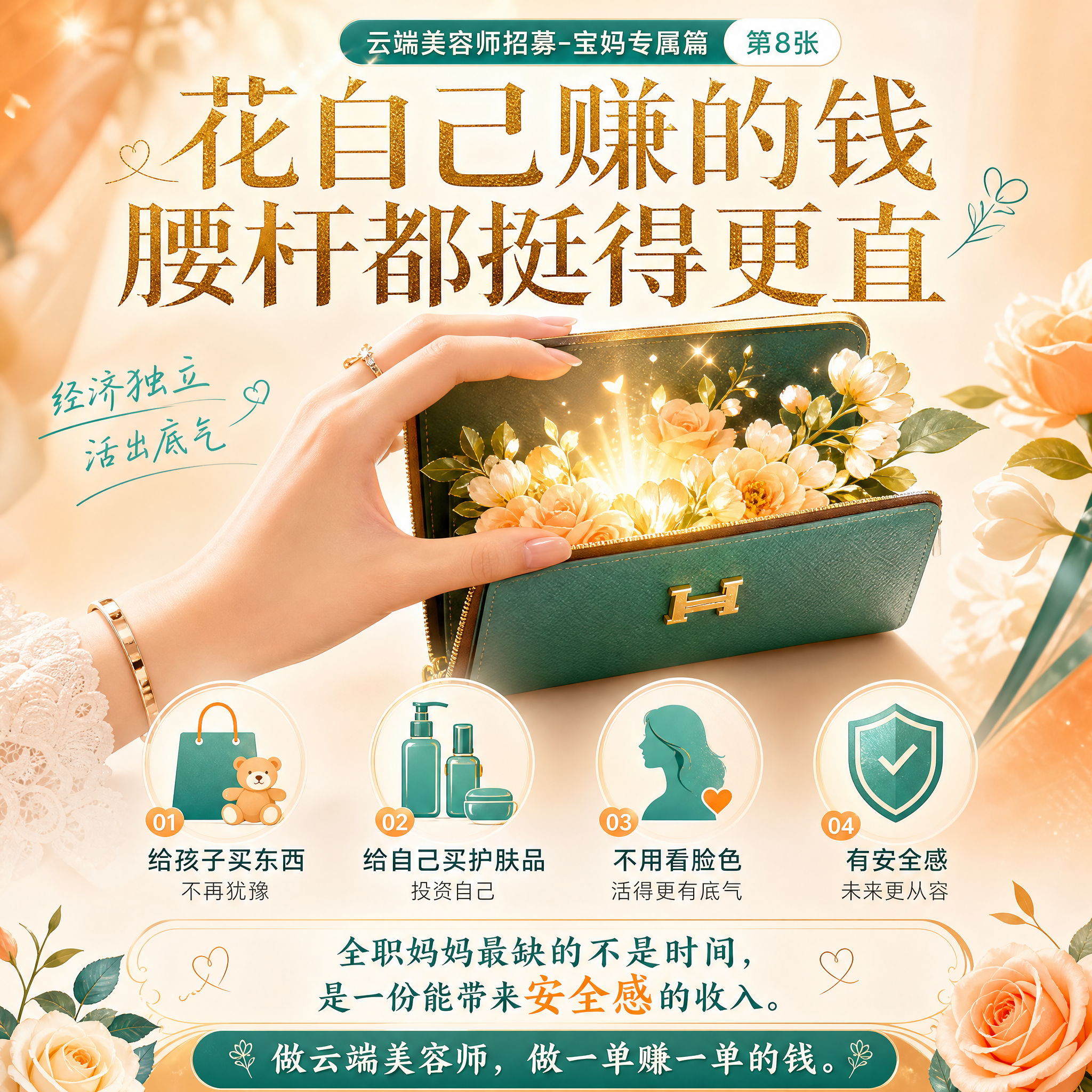 轻奢美业风朋友圈正方形图，1:1比例，爱马仕橙+松石绿+白色配… - 图片创意预览