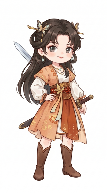 将人物改成2D Q版形象，保留原有衣服细节，延续原画风预览效果