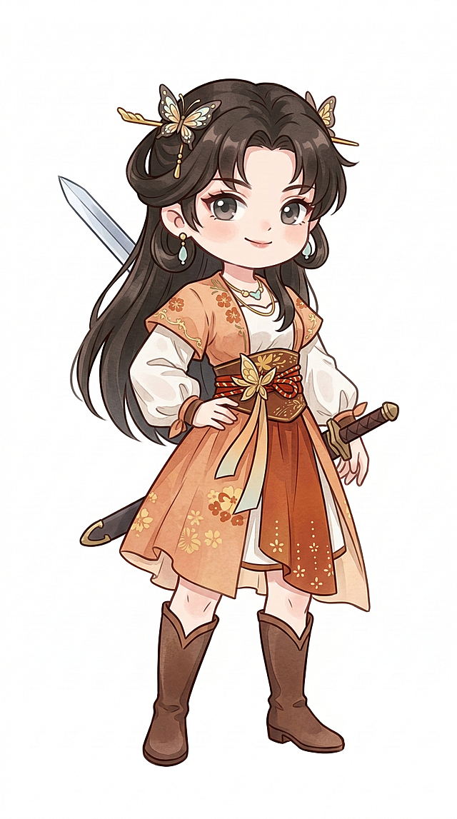 将人物改成2D Q版形象，保留原有衣服细节，延续原画风