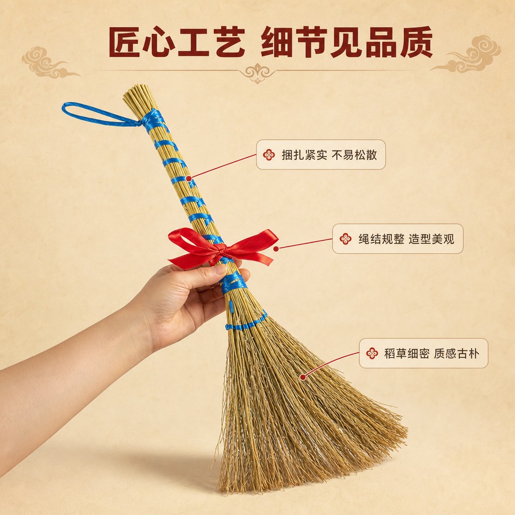 [商品] 使用【图2】糯稻草蓝绳捆扫把配红绳（手持展示）；保留… - 图片创意预览