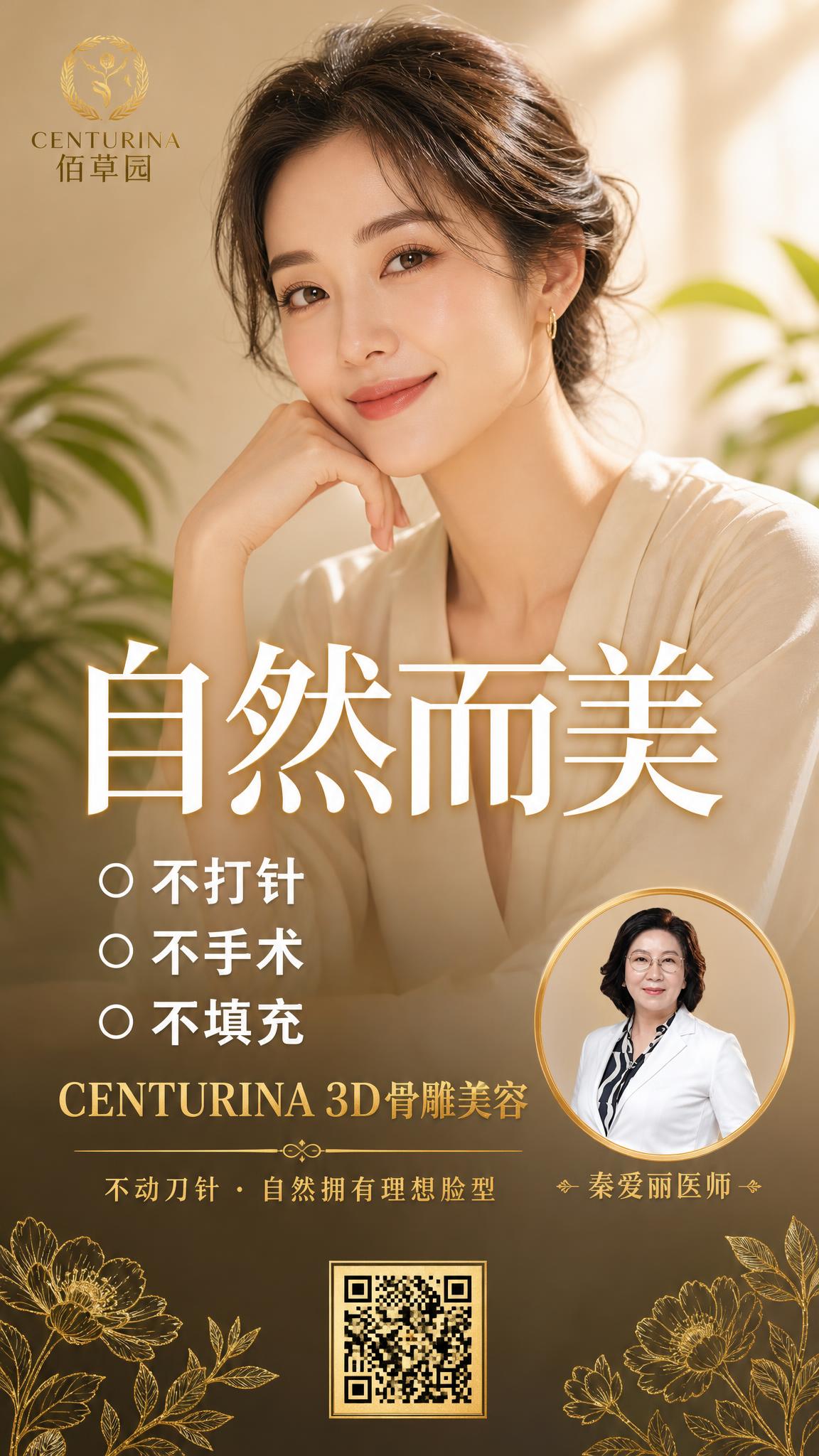 中医骨雕美容宣传海报，中文版，自然优雅人像风。竖版9:16。全… - 图片创意预览