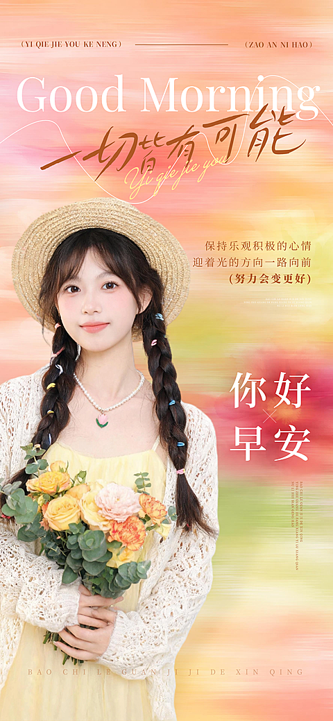 日签早安正能量语录全屏竖版海报