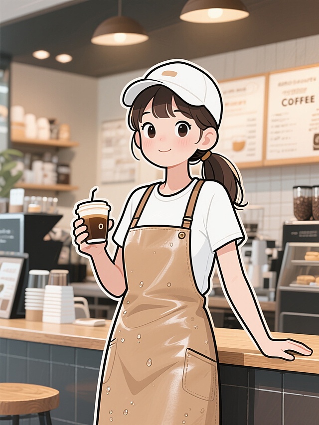 一个在咖啡店工作的女孩