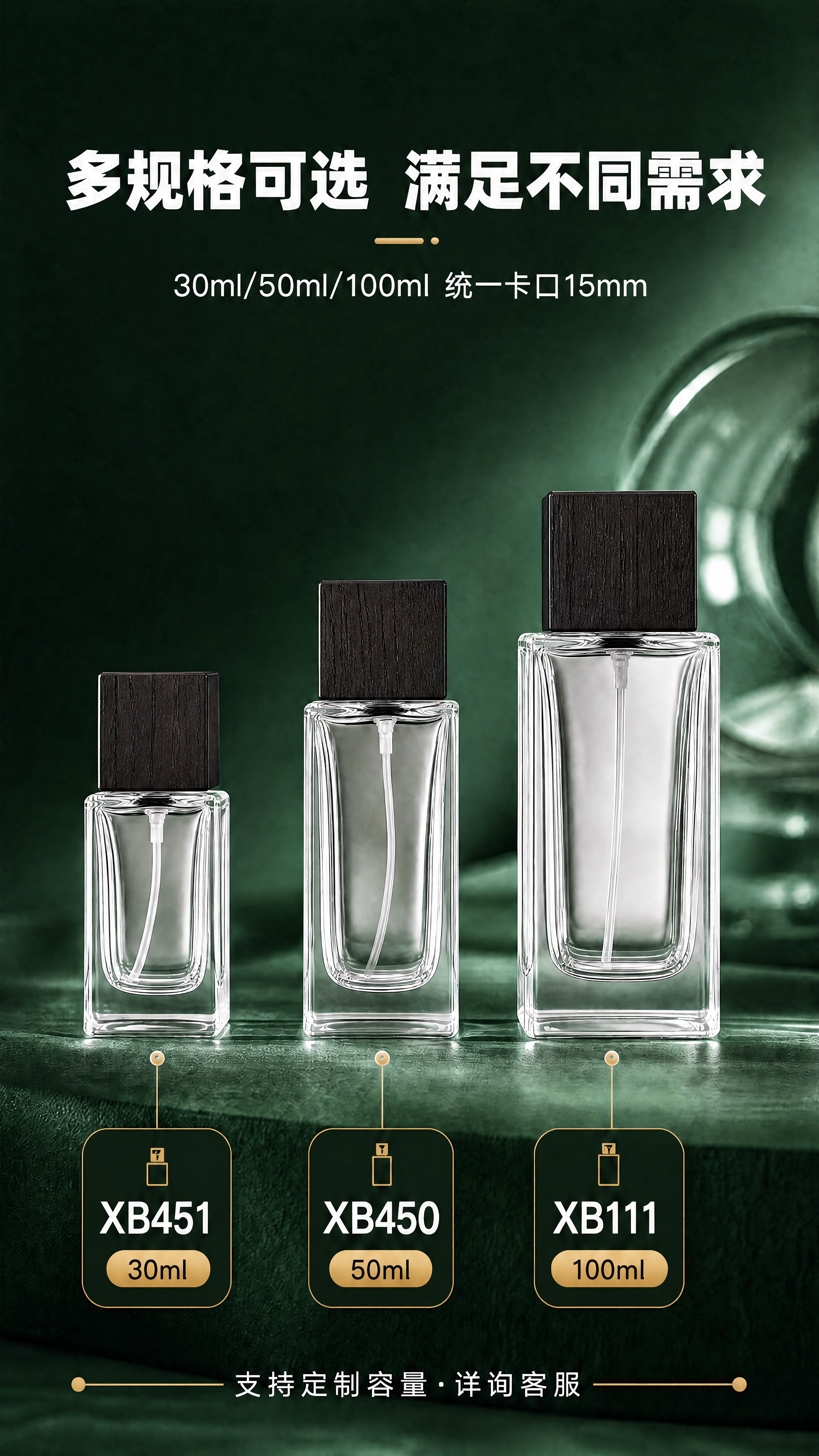 修改这张多规格香水瓶详情图：将3款香水瓶（30ml/50ml/… - 图片创意预览