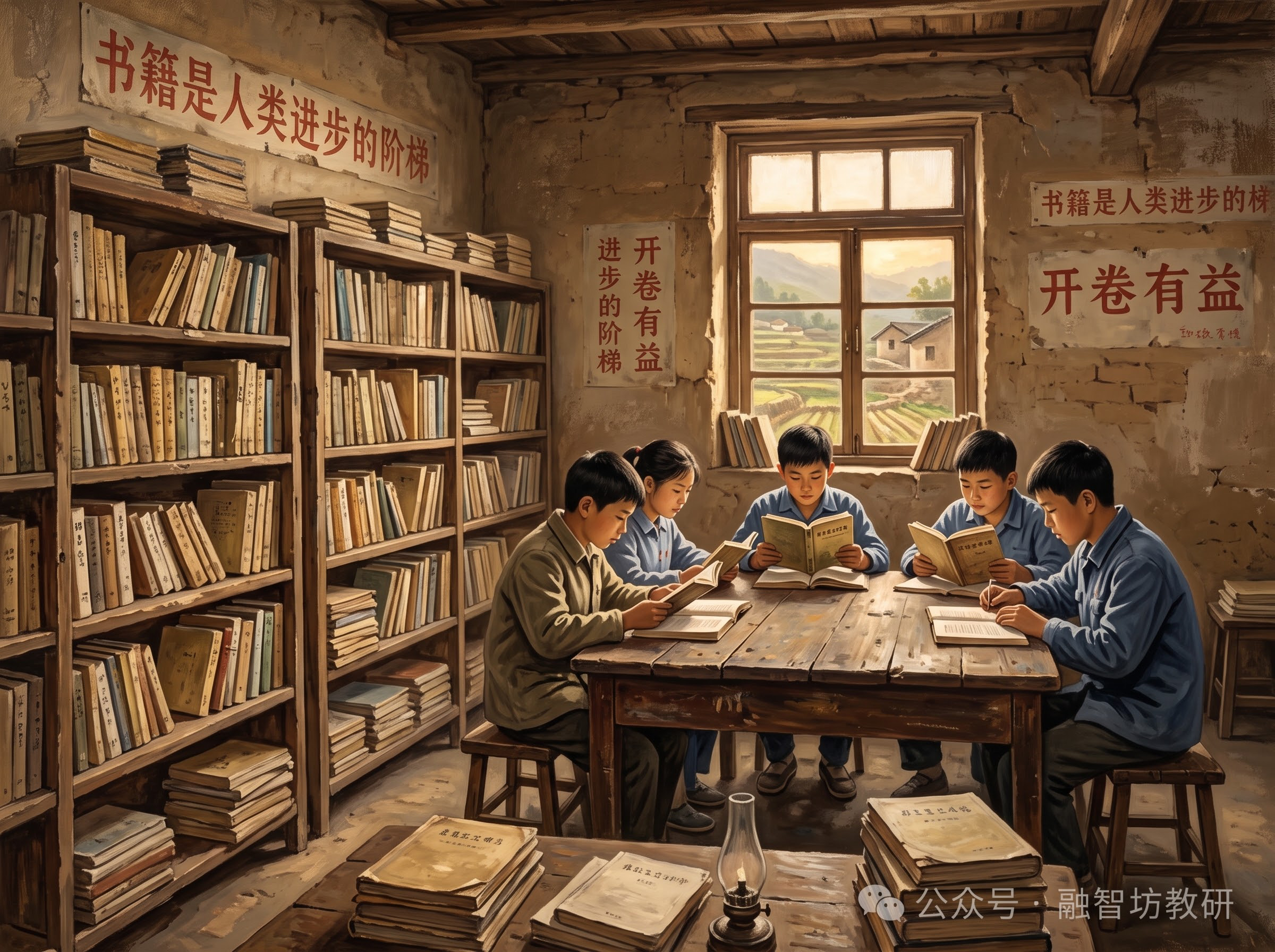 参考两张图的怀旧乡村校园风格，生成一张全新的不同场景的乡村校园… - 图片创意预览