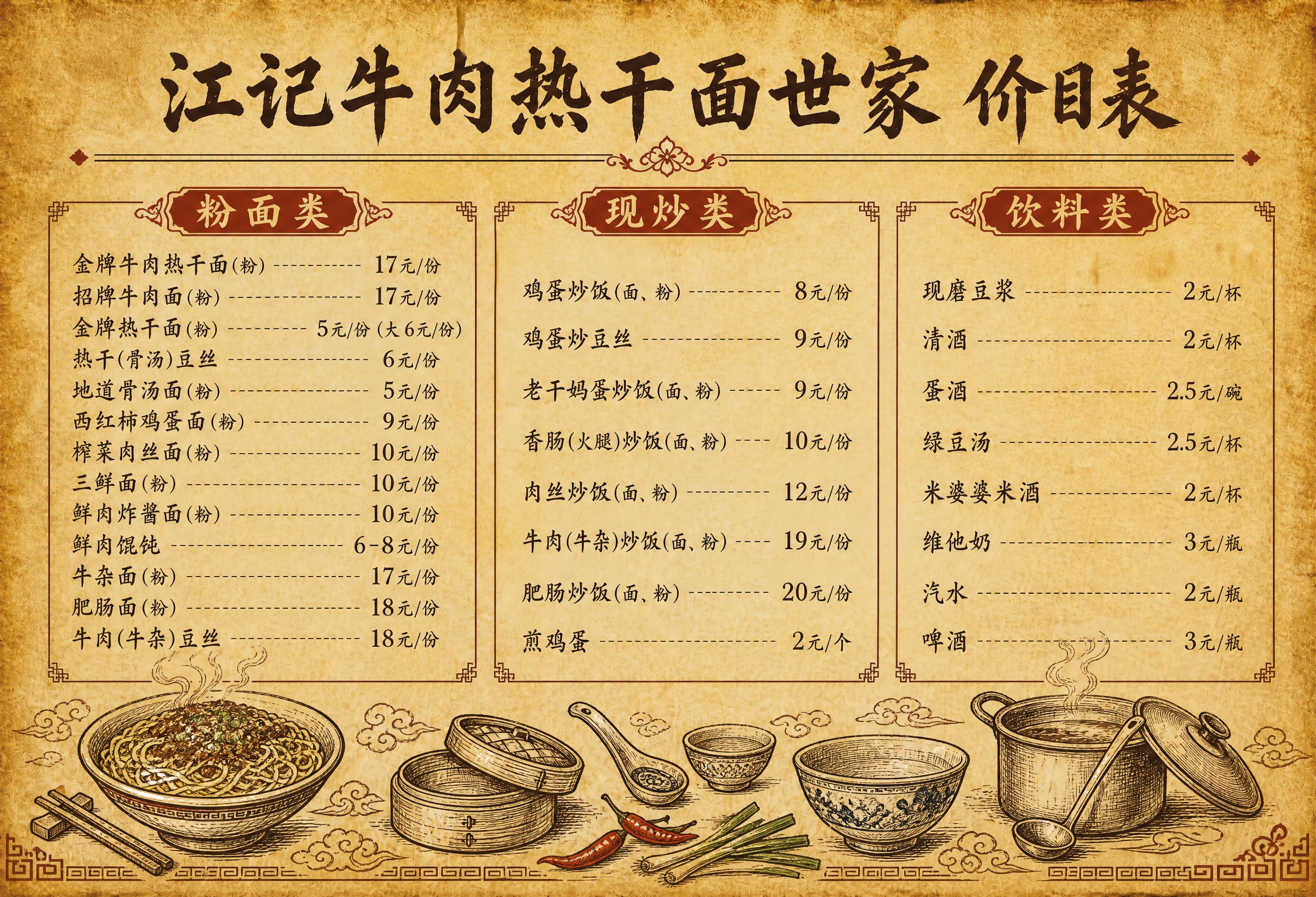 在参考图98的价目表上做局部添加：在画面最底部增加一条横向的面… - 图片创意预览