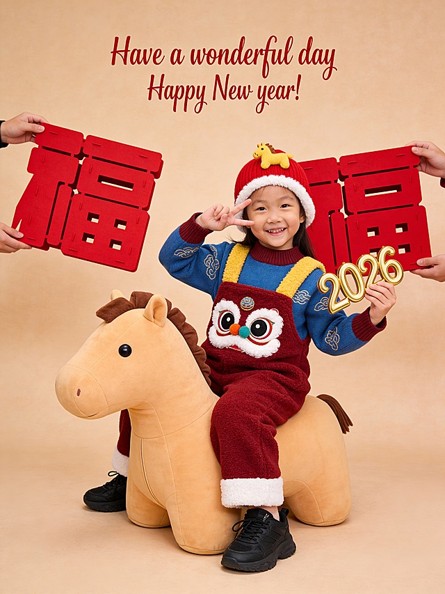 毛茸茸小马合照，年味十足！