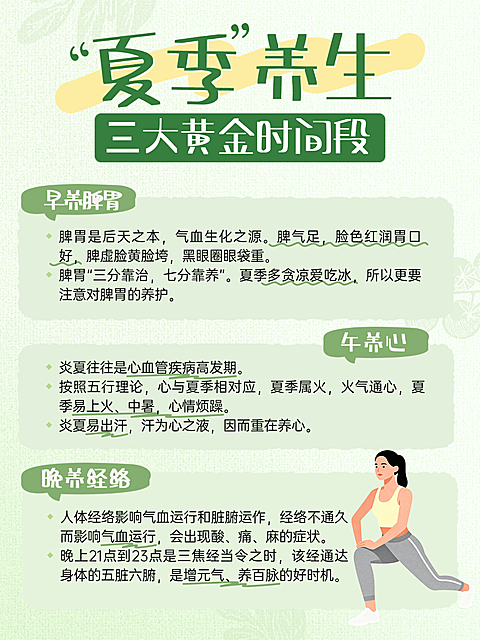 夏季节气养生知识科普分享手绘清新感小红书配图