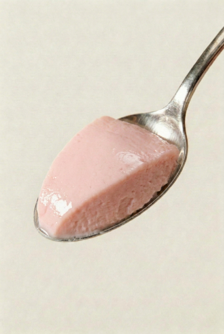 将荔枝味乳酪替换为草莓味，色泽为自然的淡粉红色，保持水润的光泽感和紧实质地，无表面果粒预览效果
