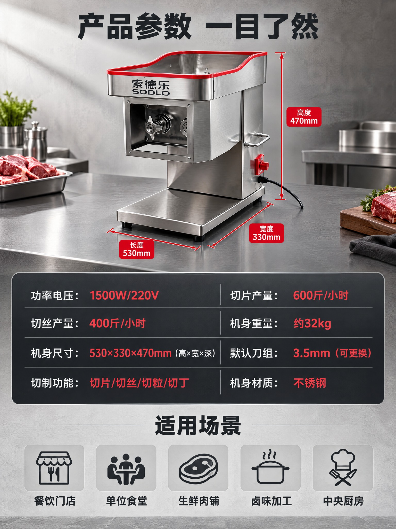 [商品] 使用【图4】索德乐SODLO切肉机侧面视角；保留机身… - 图片创意预览