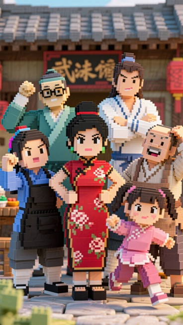 《武林外传》的同福客栈六位主角合照，造型还原预览效果