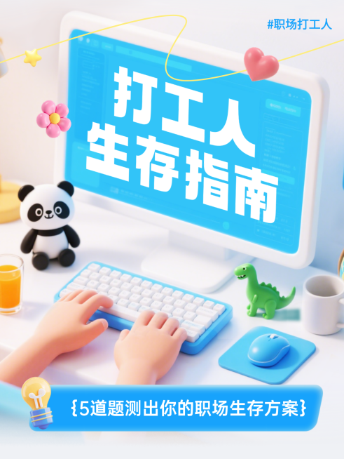 职场打工人趣味话题小红书封面预览效果