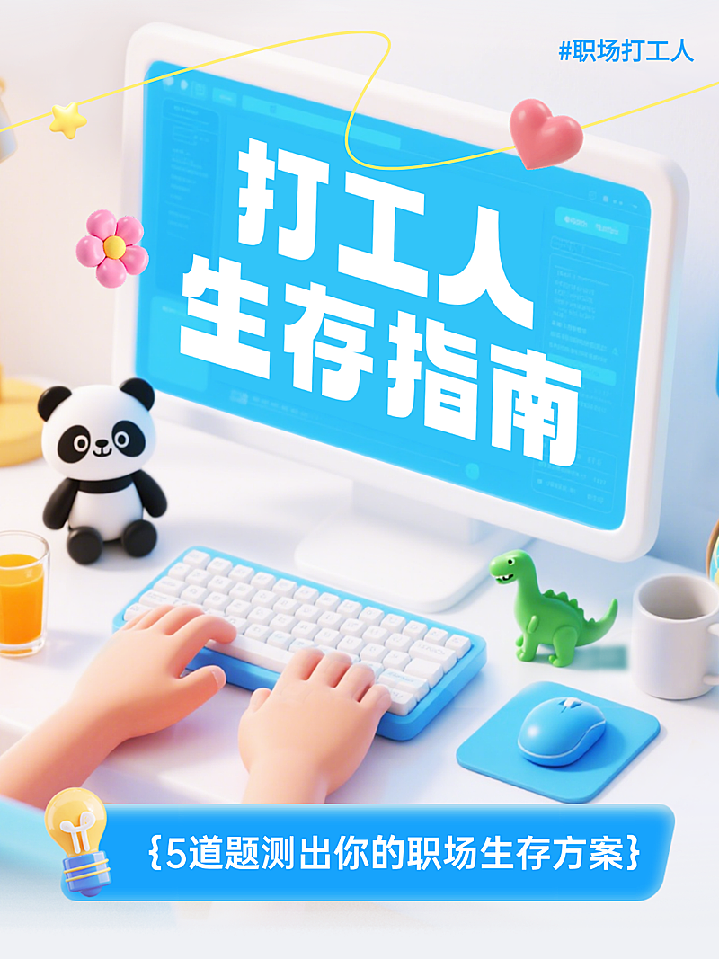 职场打工人趣味话题小红书封面