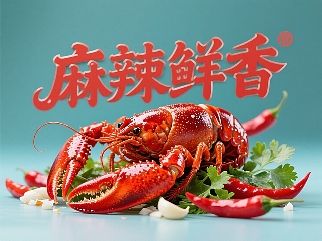 现代感大字风设计，麻辣鲜香主题突出，清新水彩背景衬托，简约主义风格呈现。