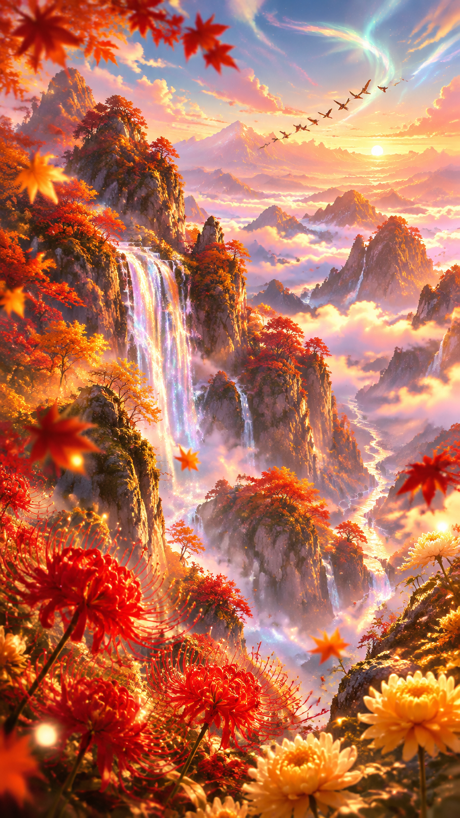 手机竖屏壁纸，令人惊叹的梦幻奇幻山水风景，国风动漫风格，新海诚… - 图片创意预览