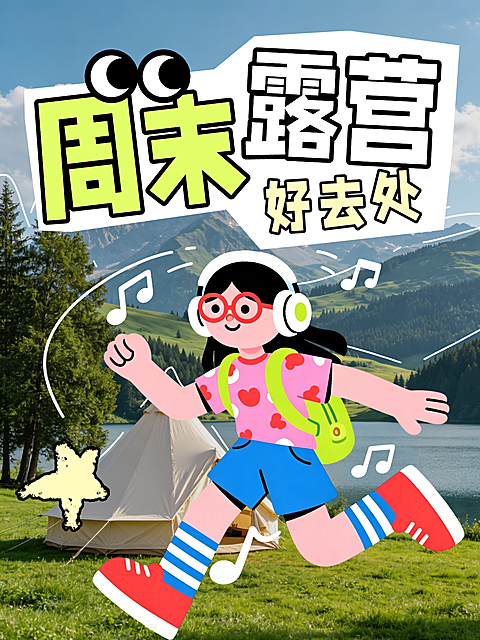 旅游出行夏季露营地宣传小红书封面