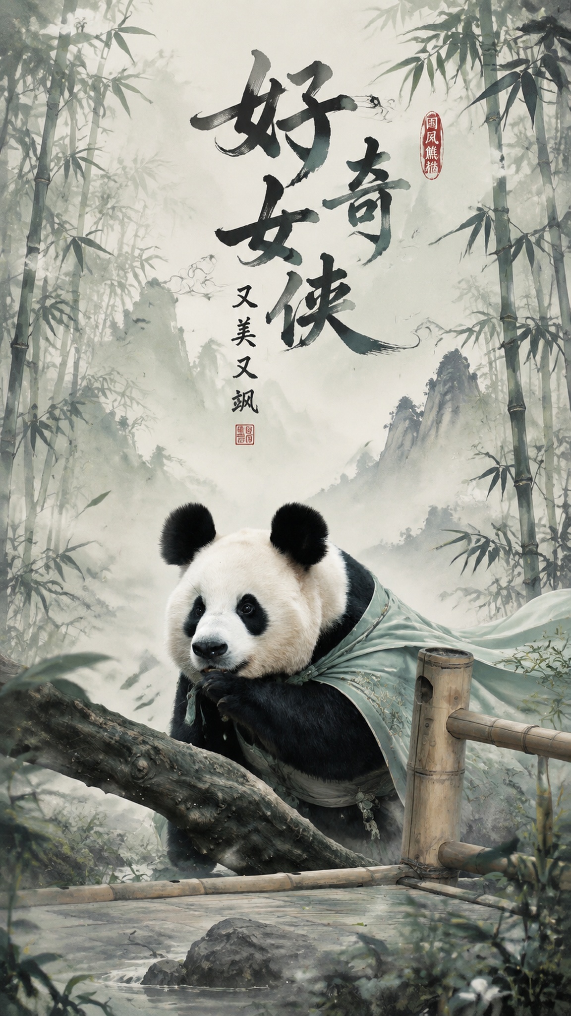 基于参考图中的熊猫形象，严格保留熊猫的所有姿势、神态、外形元素… - 图片创意预览