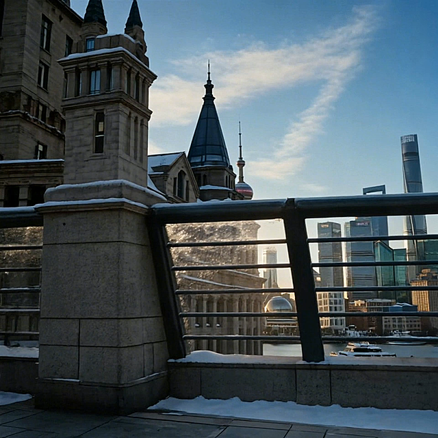 生成1:1的一个冬天上海的景色动图