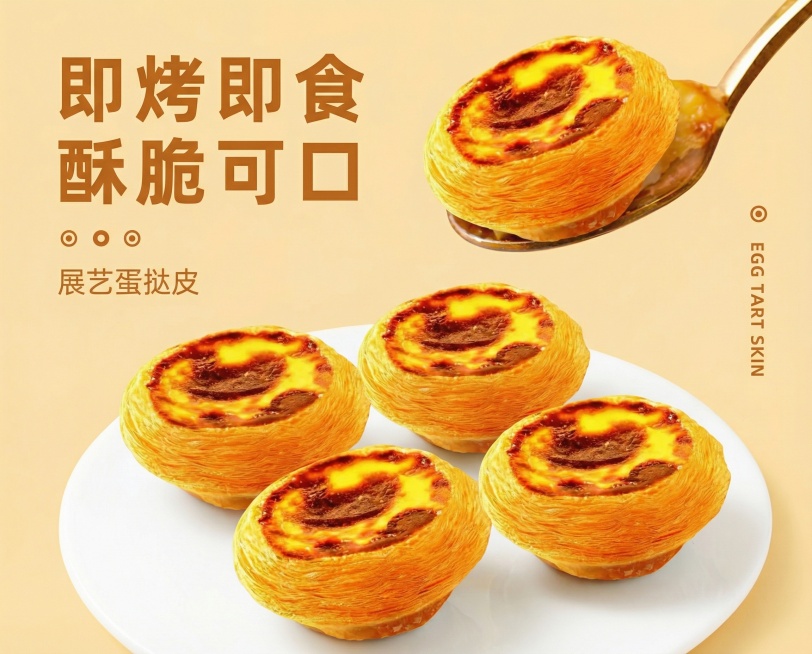 将图二中的蛋挞替换到图一中的蛋挞位置，保留图二葡式蛋挞的细节，图二蛋挞样式不变预览效果