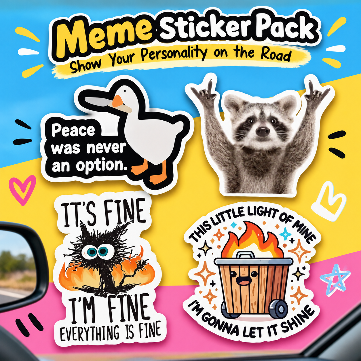 Funny meme car stickers variety… - 图片创意预览