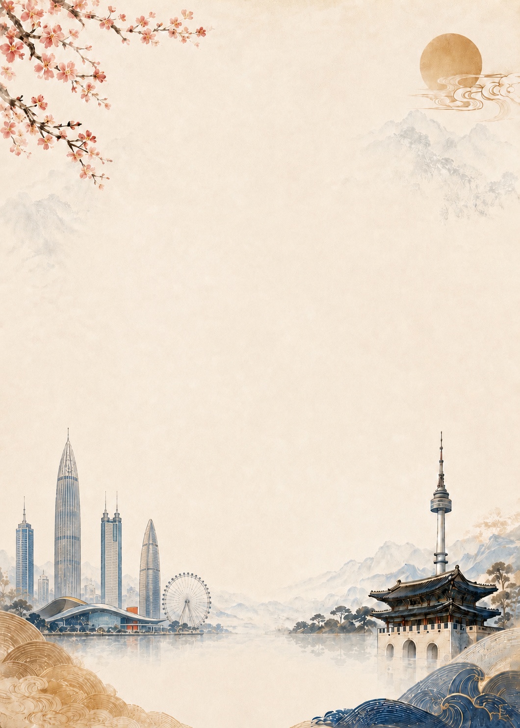 将图中左侧原有的深圳建筑替换为市民中心、平安金融大厦、地王大厦… - 图片创意预览