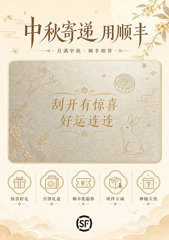 去掉底部的"顺丰速运"四个文字，只保留圆形的SF logo。其他所有画面元素保持不变。