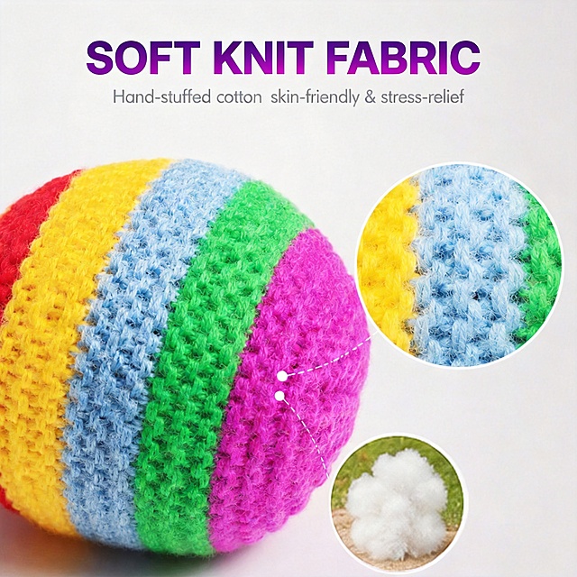 仅修改图片中的'SOFT KNIT FABRIC'文字，将其改为紫色渐变粗体字，其余内容和样式保持不变
