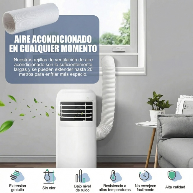 将图中文字替换为西班牙语：AIRE ACONDICIONADO EN CUALQUIER MOMENTO，Nuestras rejillas de ventilación de aire acondi预览效果