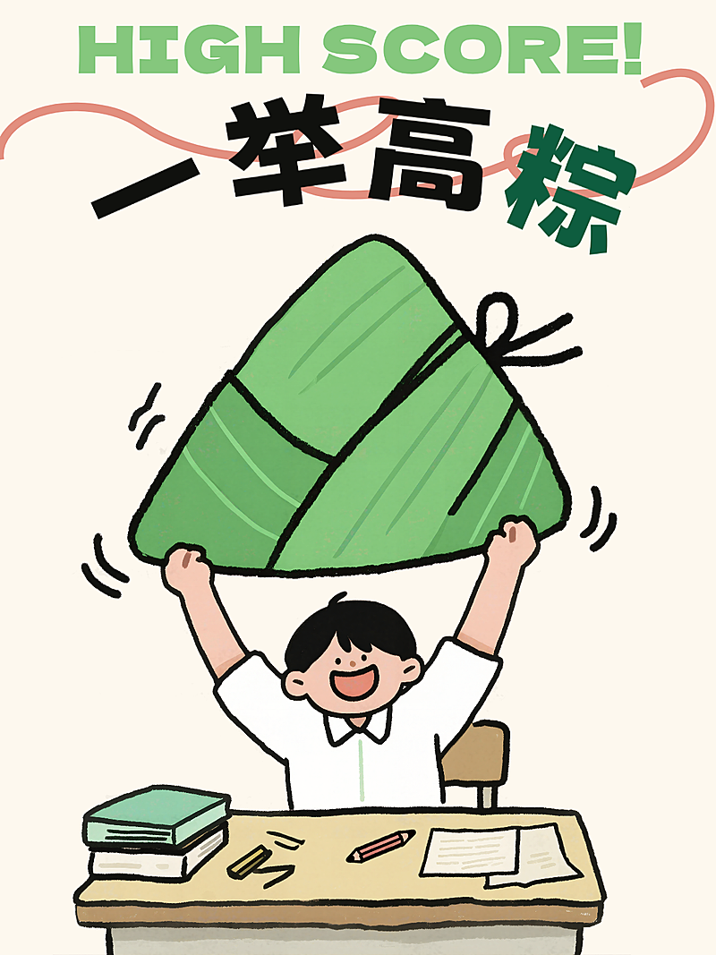高考端午节节日祝福简约手绘涂鸦插画小红书封面