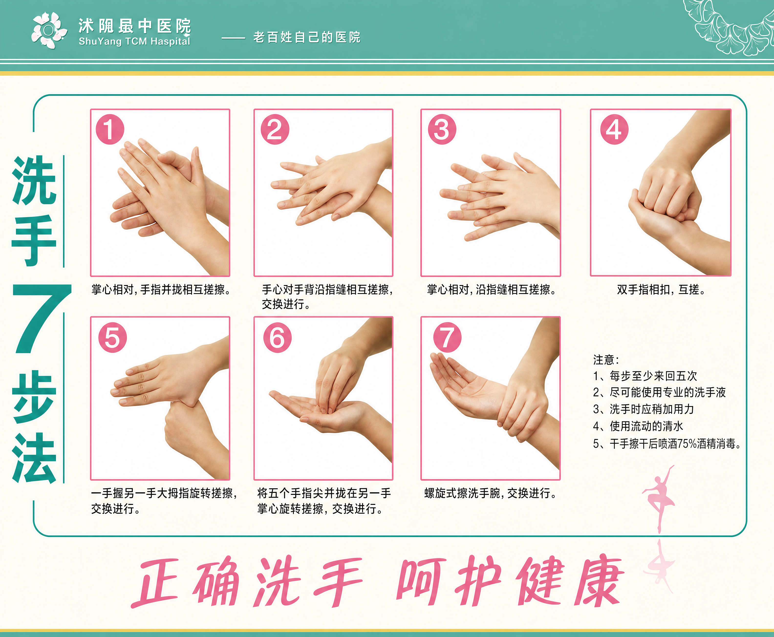 对这张"洗手7步法"健康宣教海报进行高清重绘：所有文字笔画锐利… - 图片创意预览