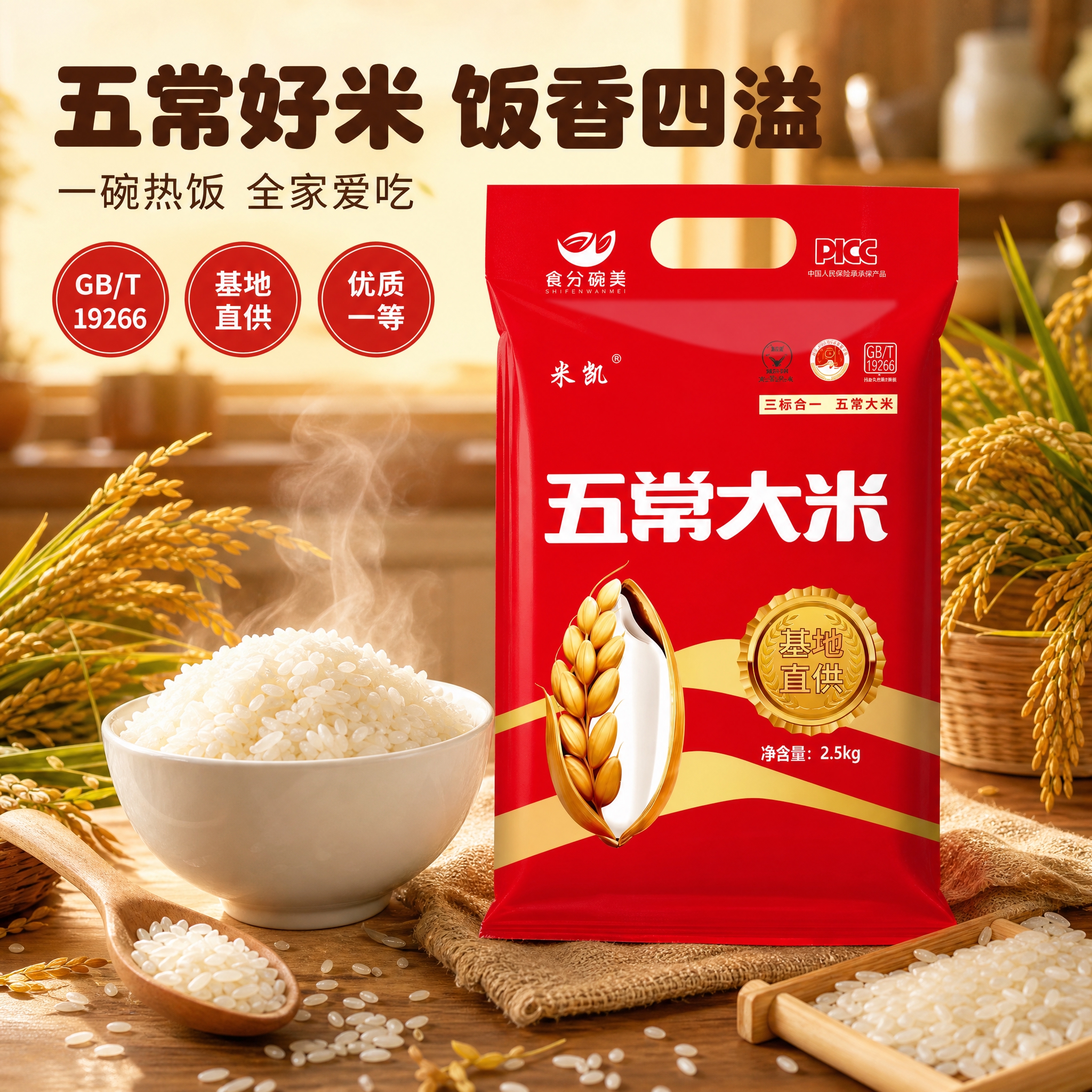 [商品] 使用【图1】食分碗美五常大米红色袋装包装进行图生图；… - 图片创意预览