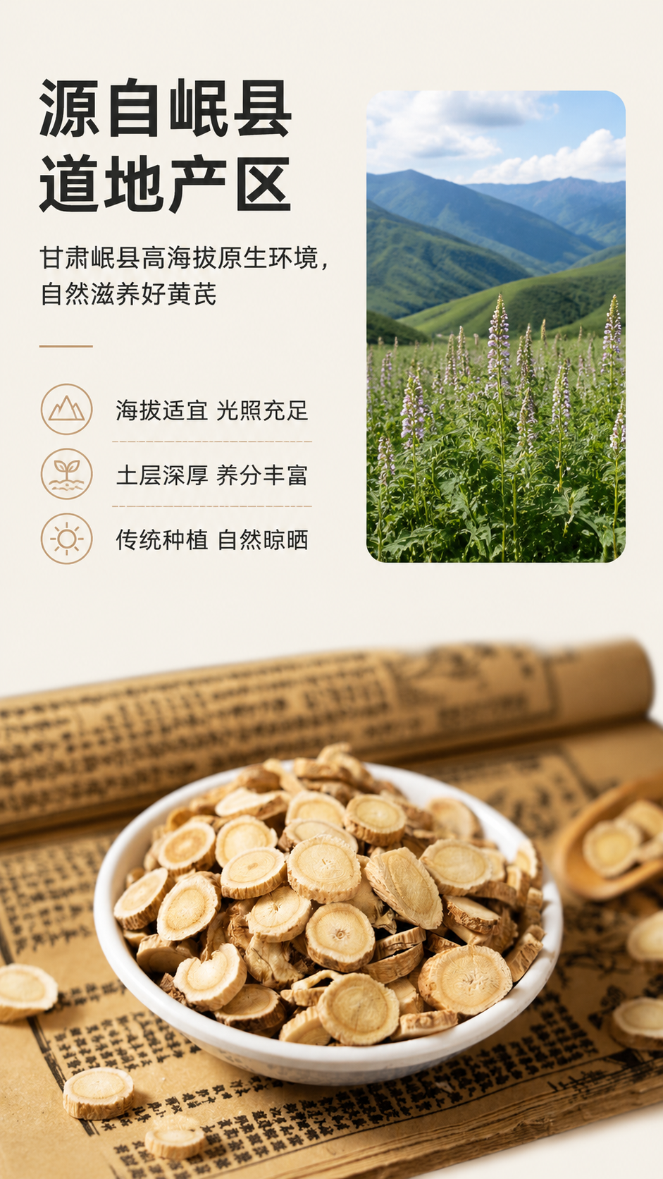 [第2屏] 道地产区核心优势介绍，本屏使用【图1】作为商品参考… - 图片创意预览
