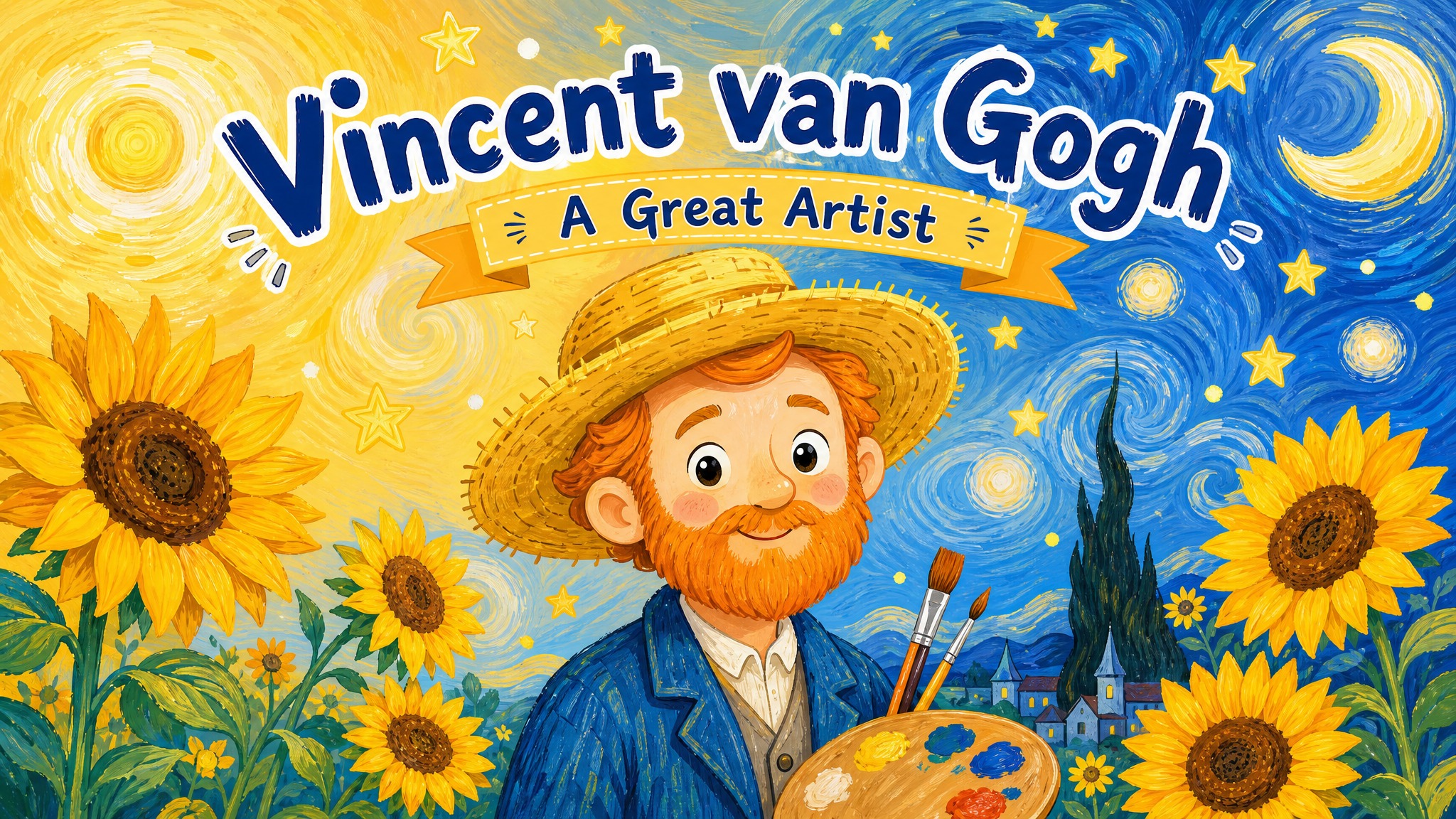 PPT封面设计，主题为Vincent van Gogh，适合六… - 图片创意预览
