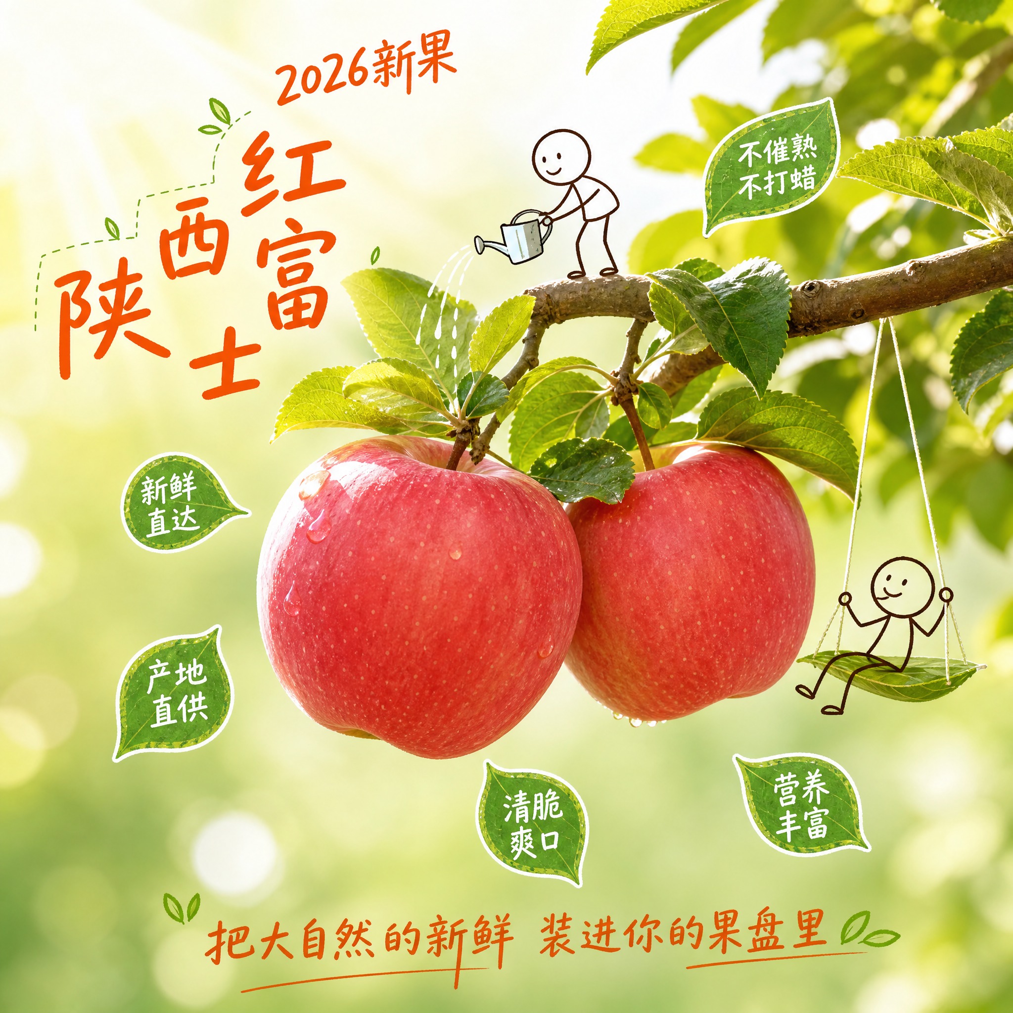 [主图-5] 主打生态——自然成熟，陕西红富士苹果创意电商主图… - 图片创意预览