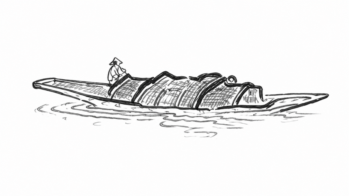 将这张乌篷船素描图变得更清晰，提升画面分辨率和线条清晰度，保留原素描风格和构图预览效果
