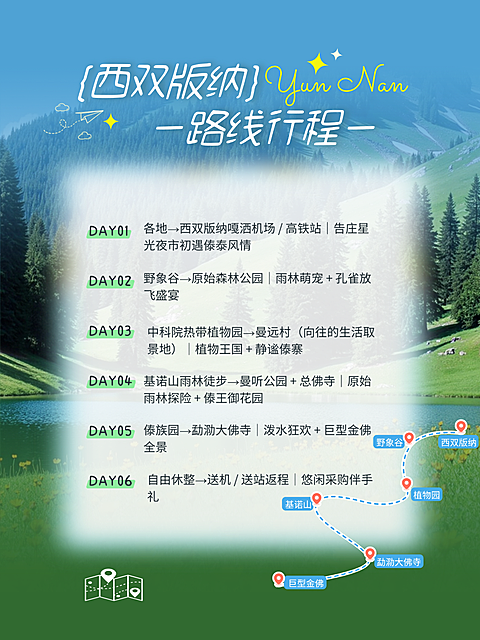 云南西双版纳6天5晚路线行程安排分享小红书配图