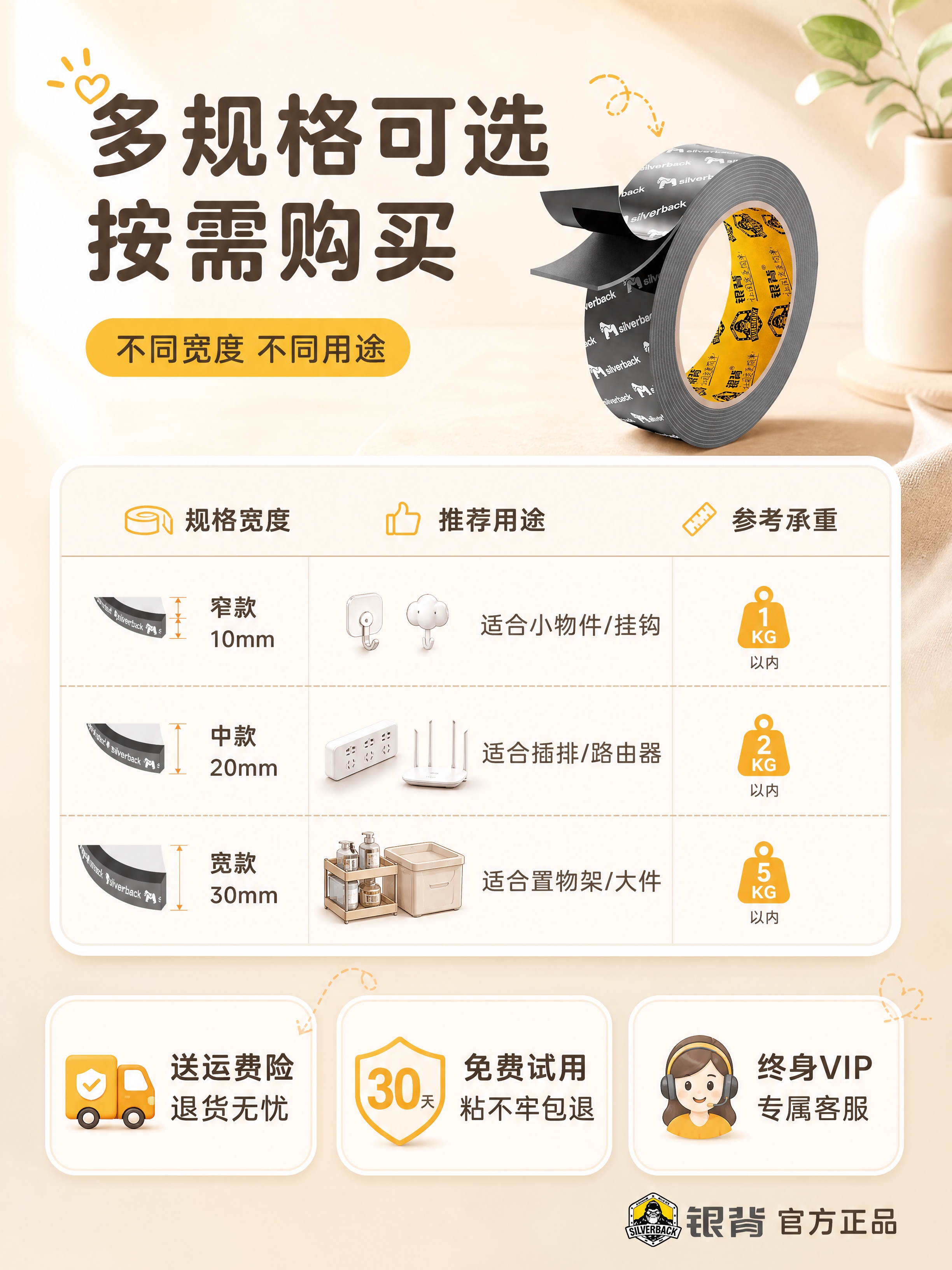 [商品] 使用【图2】银背第二代丙烯酸泡棉双面胶；保留卷装形态… - 图片创意预览