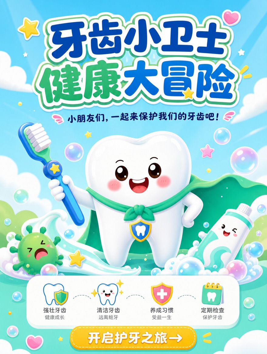 [商品] 无实物商品，为儿童口腔卫生科普插画设计。 [画面]… - 图片创意预览