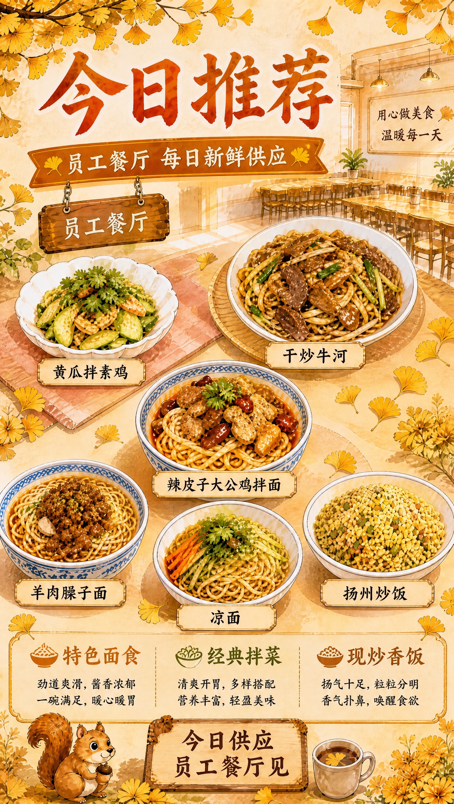 基于上一张重新排版的员工餐厅今日推荐海报，做以下调整： 1.… - 图片创意预览