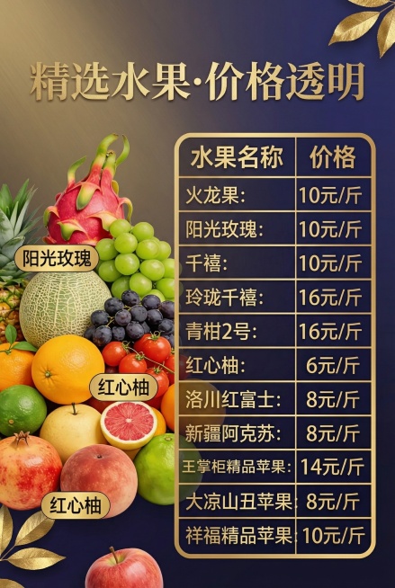 把这张水果店的价格海报修改的更加高大上一点预览效果