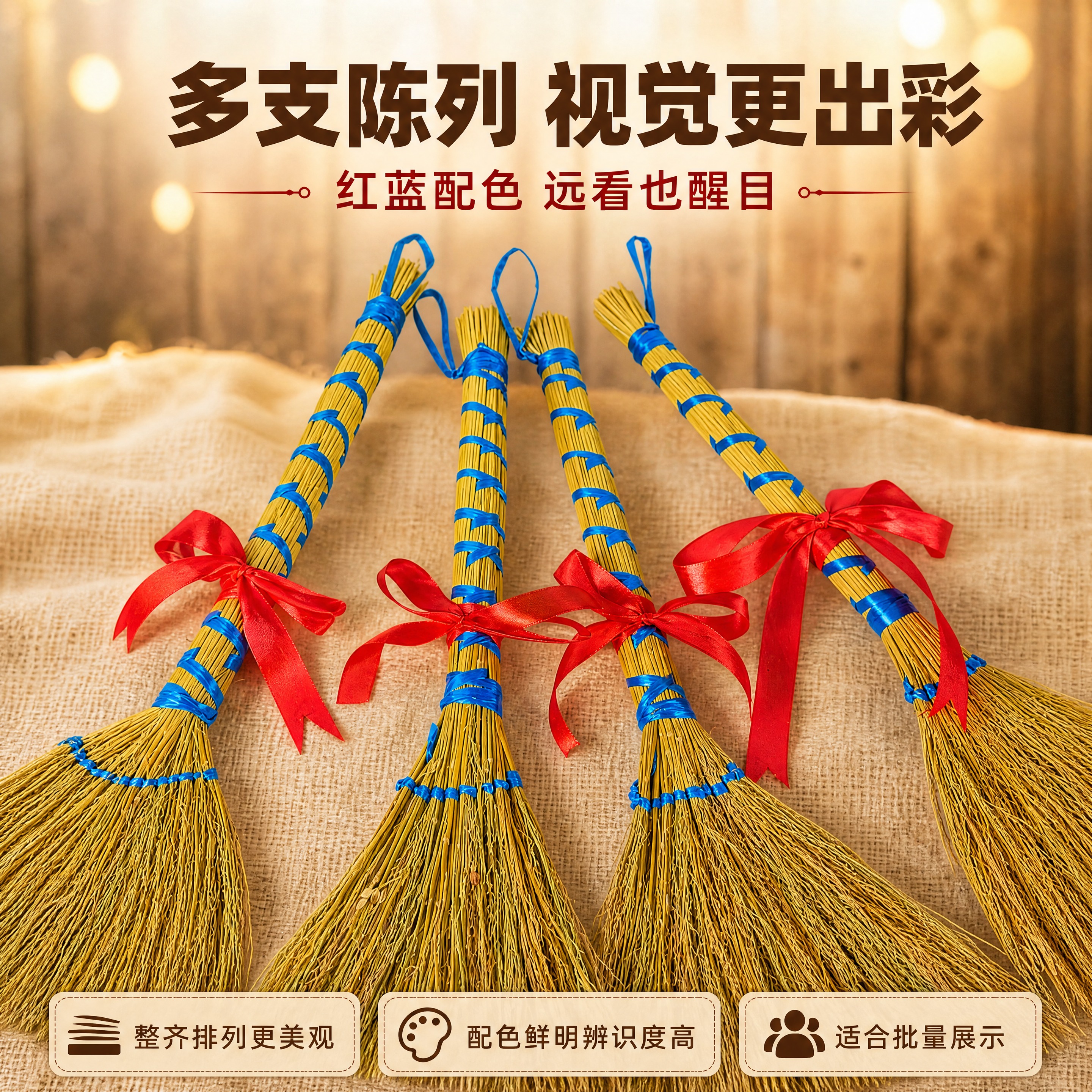 [商品] 使用【图3】四支糯稻草蓝绳捆扫把配红绳；保留每支扫把… - 图片创意预览