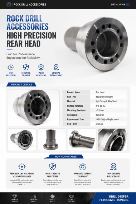 Create the second detail page for rock drill accessories, keep the original product, use English lay预览效果