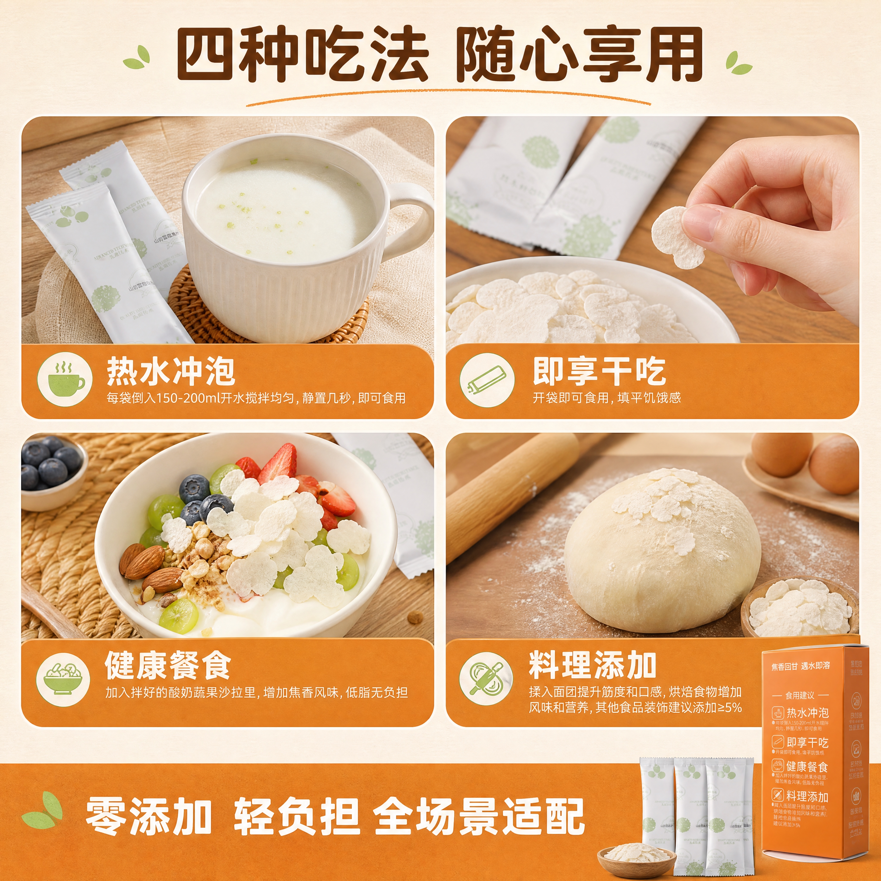 [商品] 使用【图1】食用建议面包装盒图与【图3】独立小袋图；… - 图片创意预览