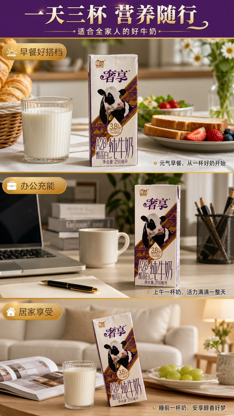 [商品] 使用【图4】辉山奢享A2β-酪蛋白纯牛奶单盒包装；保… - 图片创意预览