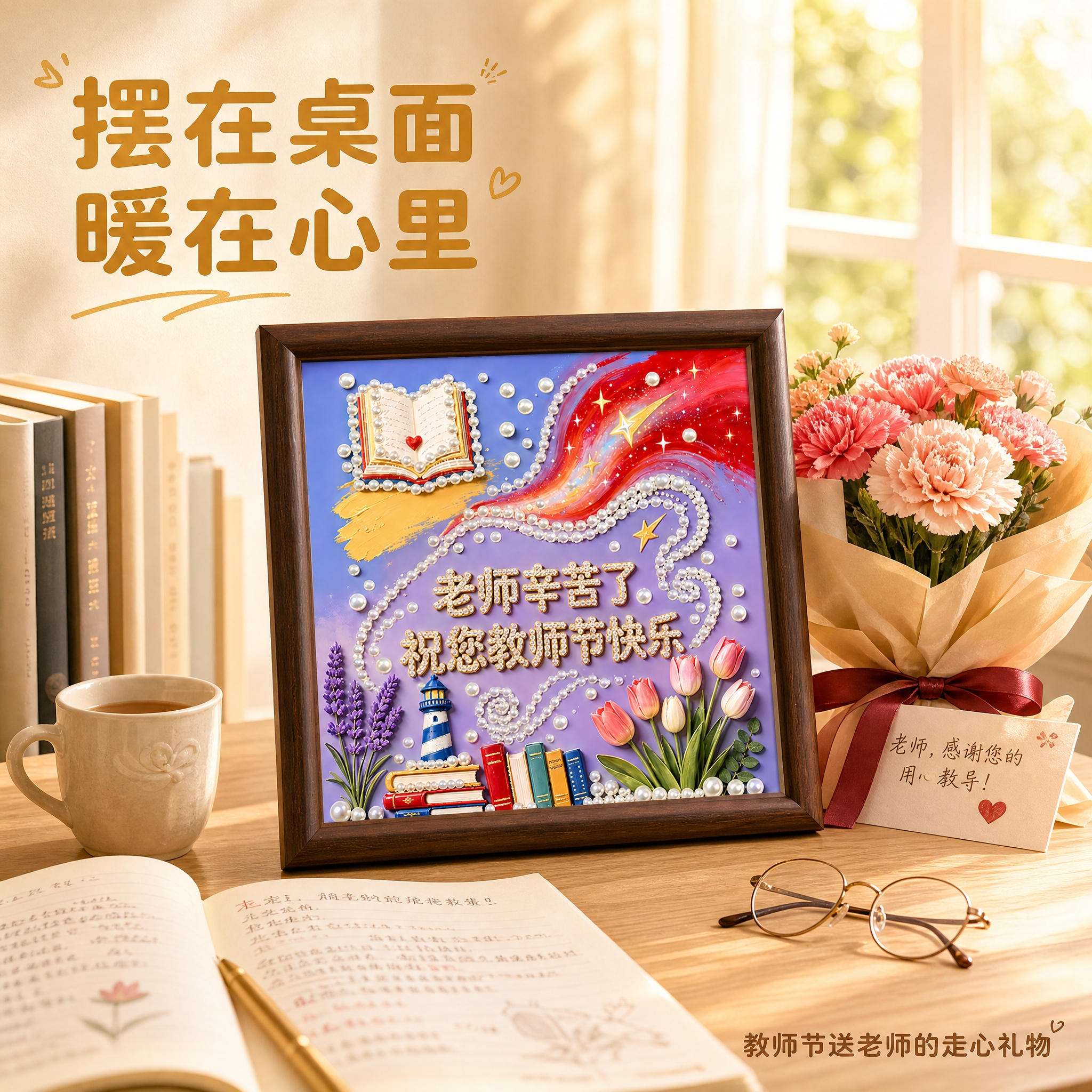 [主图-4] 使用场景与送礼场景图，展示成品摆放在办公室/书桌… - 图片创意预览