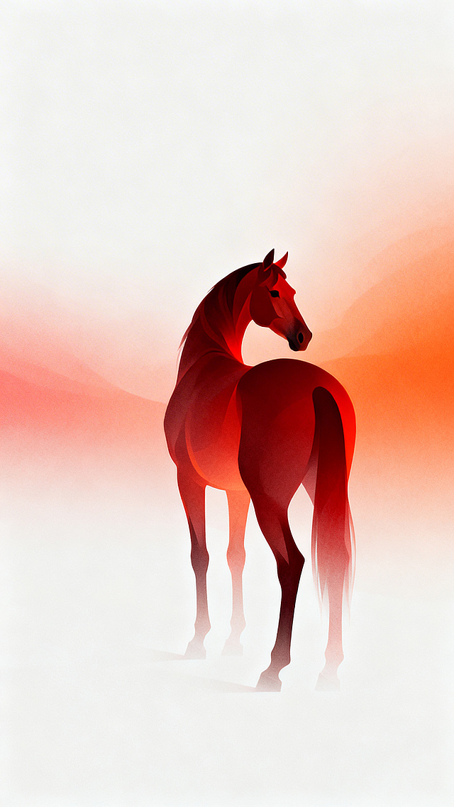 梦幻感与朦胧光影交织，低多边形风格勾勒出马的体积感，水彩风渲染虚拟自然，插画风呈现静谧氛围。