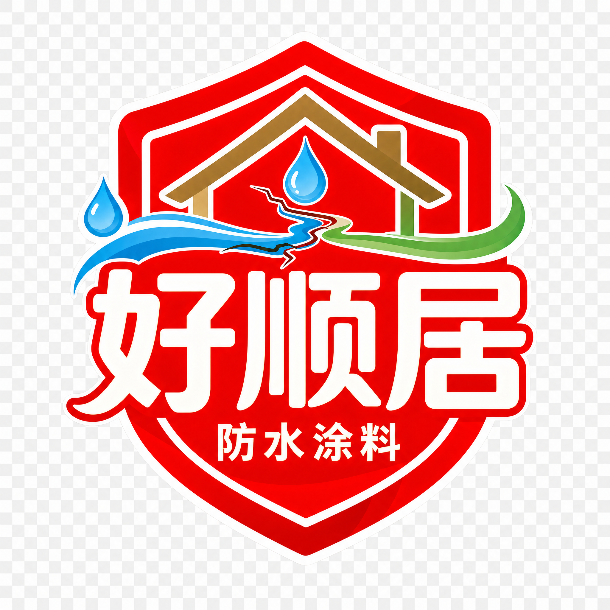 将这个好顺居防水涂料盾牌形图标的底色（盾牌内部背景和盾牌边框的… - 图片创意预览