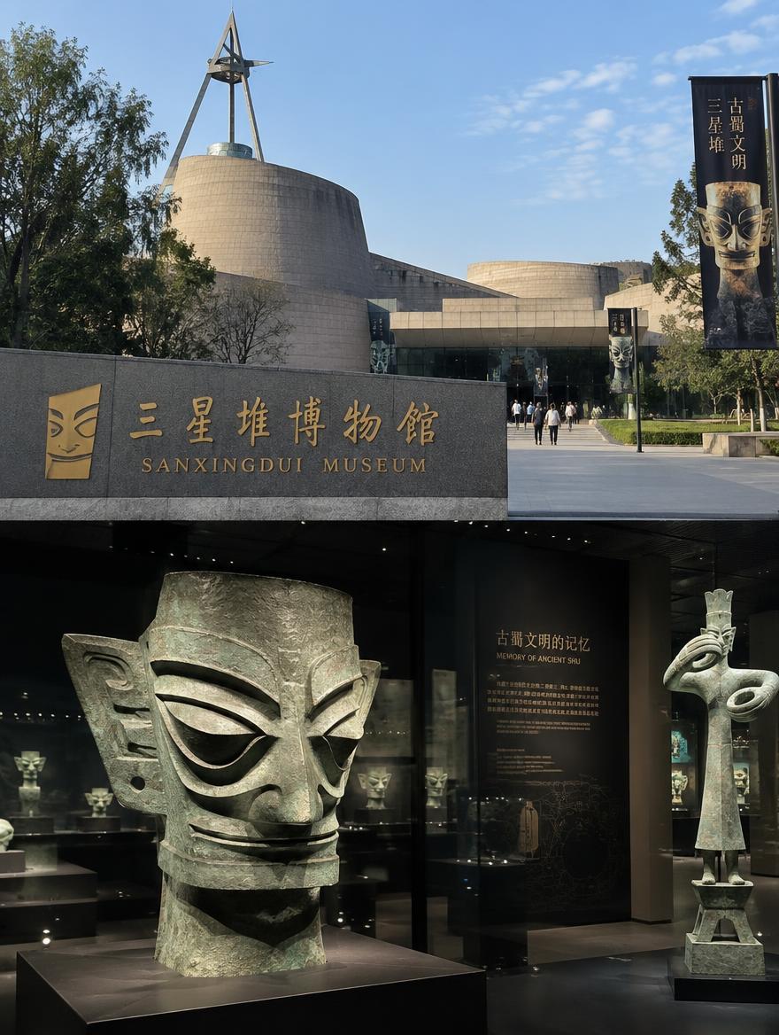 三星堆博物馆高清实拍风景图，古蜀文明探秘，博物馆建筑，青铜面具… - 图片创意预览